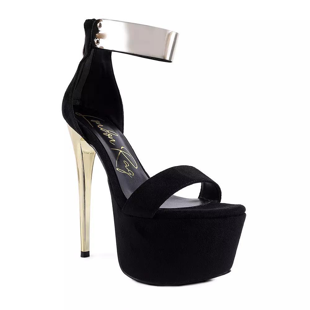 London Rag Cosmo Girl Women's Metal Band High Heel Sandals, Size: 8, Black Product Image