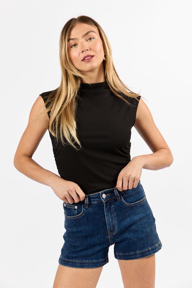 Come As You Are Dark Wash Relaxed Fit Denim Shorts Product Image