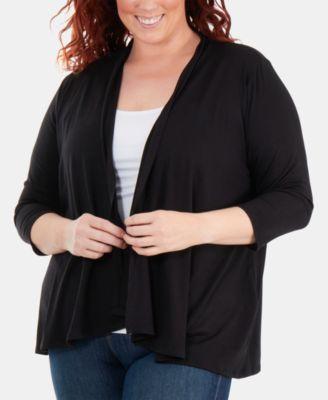 Ny Collection Plus Size Draped Open-Front Cardigan Sweater Product Image
