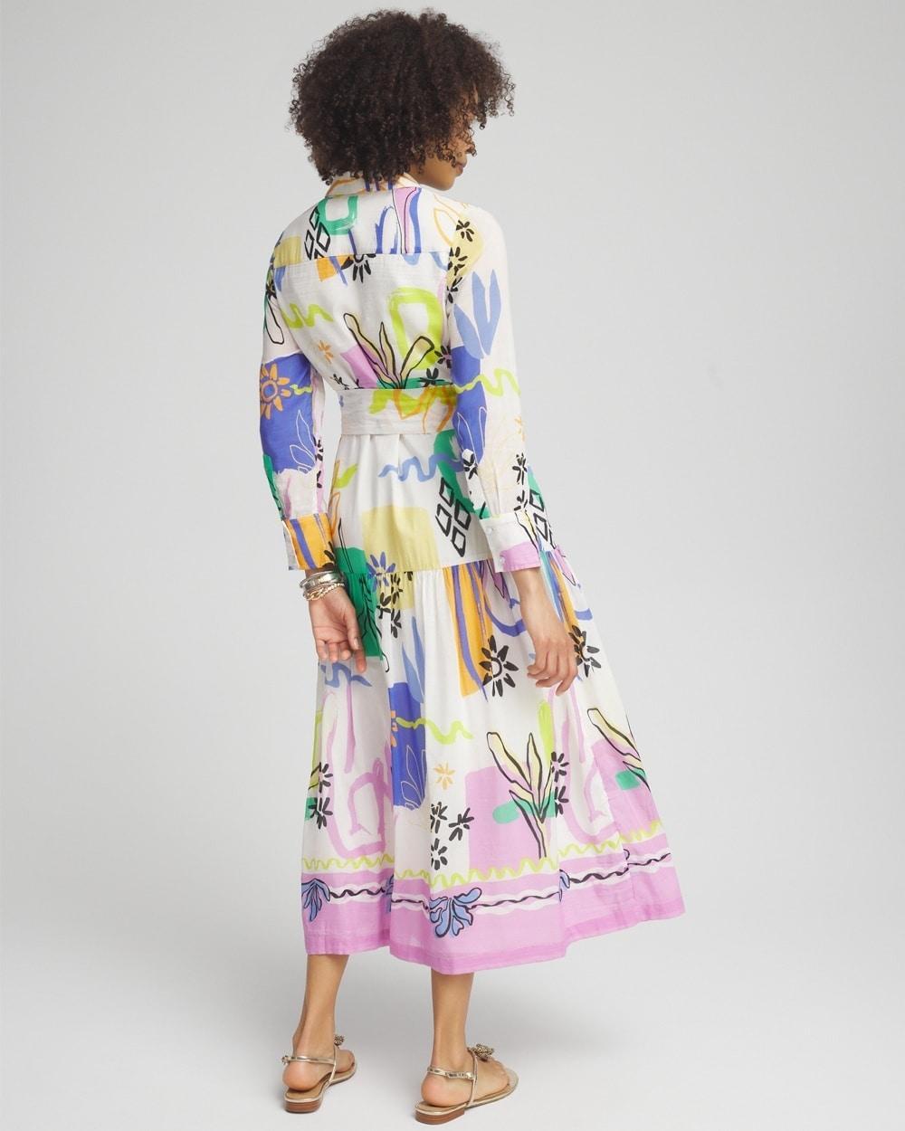 Silk Blend Modern Print Shirt Dress Product Image