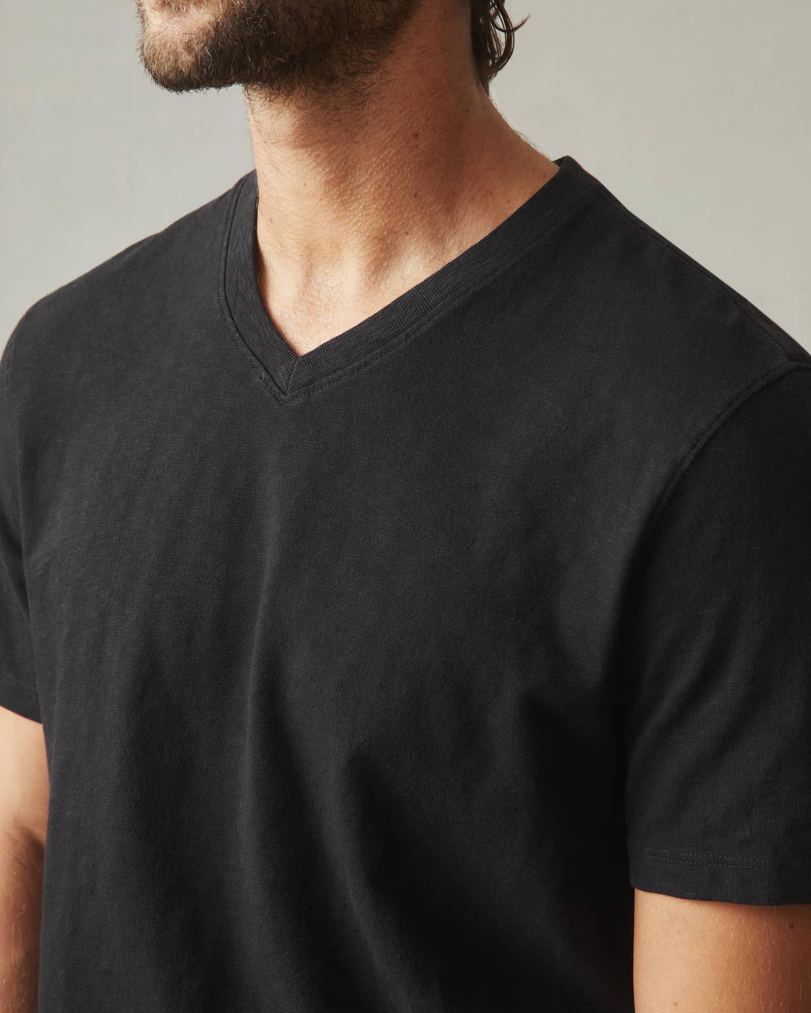 Men's Premium Slub V-Neck Tee - Black Male Product Image