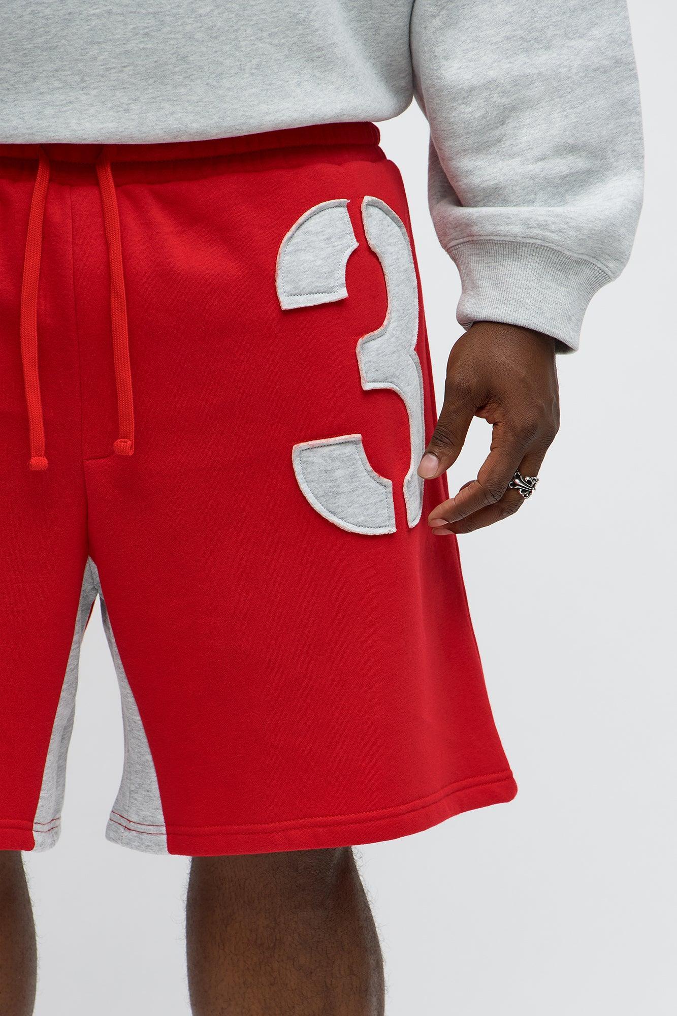 Tyson Relaxed Number 3 Shorts - Red/combo Male Product Image