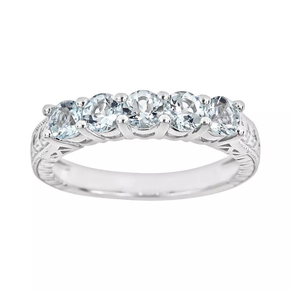 Celebration Gems Sterling Silver Swiss Blue Topaz Five-Stone Ring, Women's, Size: 6, Multicolor Product Image