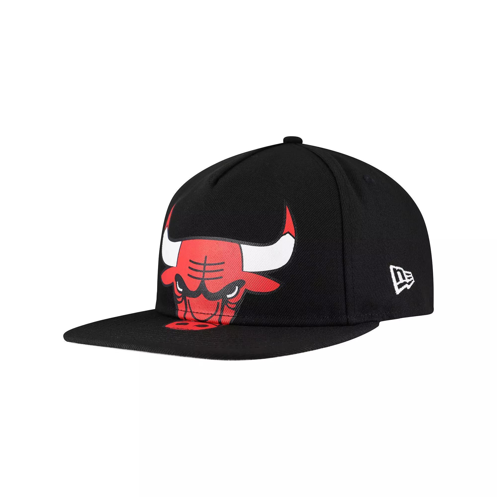 Mens New Era Chicago Bulls Oversized Puff Print Logo Golfer Snapback Hat Product Image