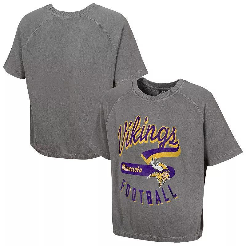 Women's  Gray Minnesota Vikings Mineral Wash Short Sleeve Top, Size: XL, Grey Product Image