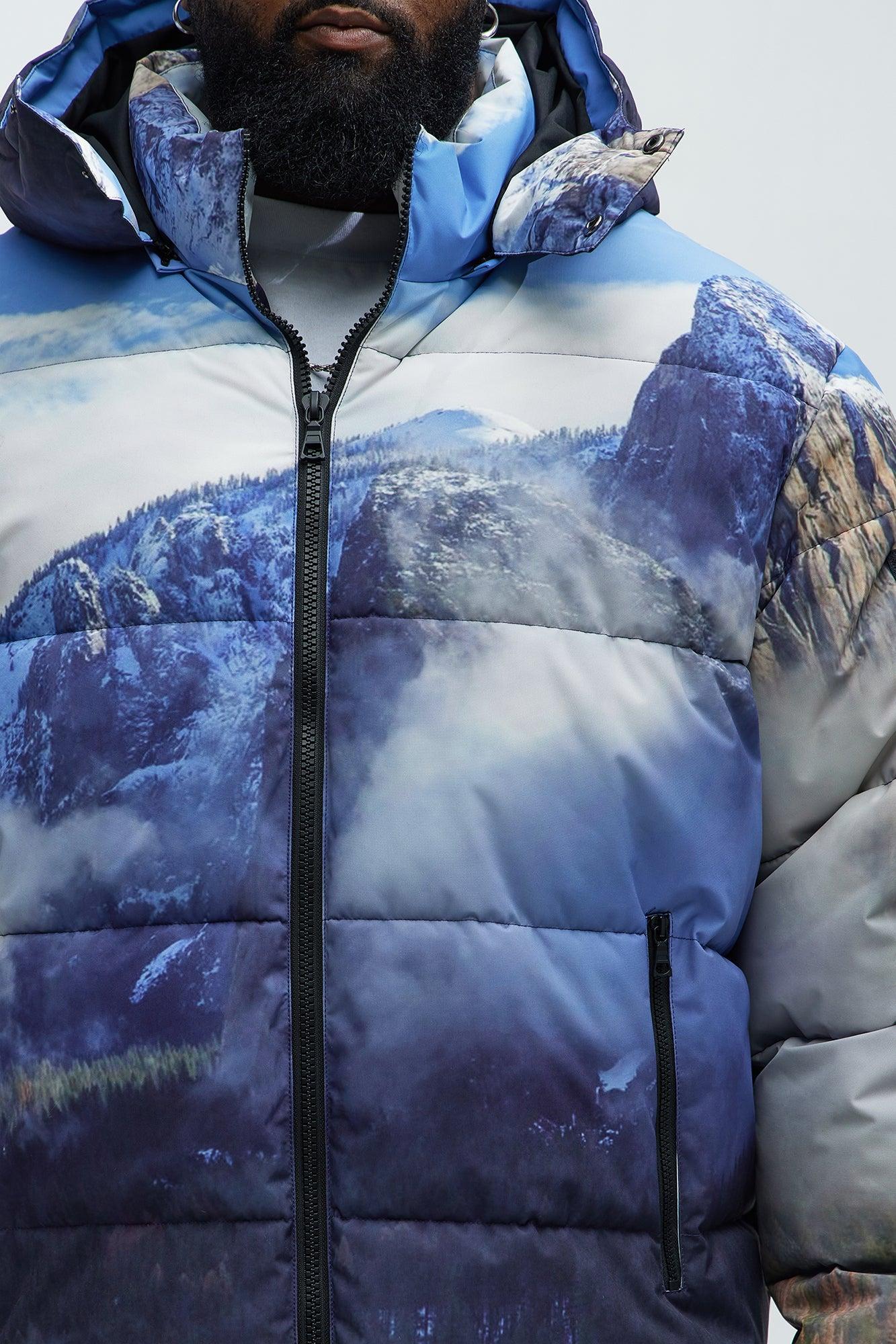 Big Sky Hooded Puffer Jacket - Blue/combo Product Image