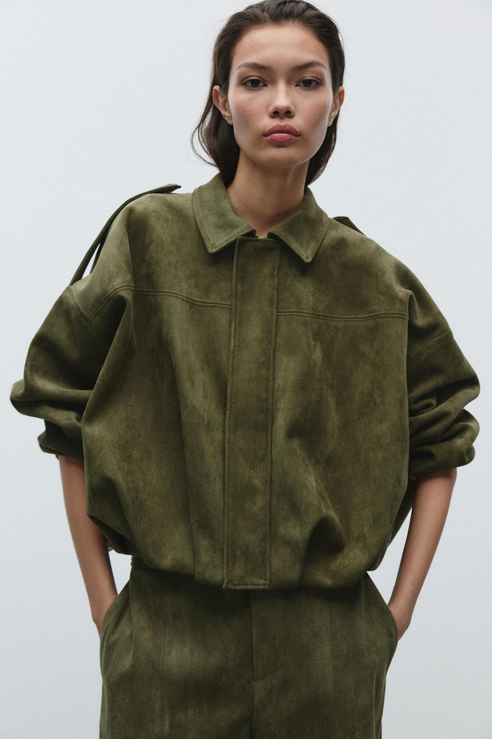 FAUX SUEDE BOMBER JACKET Product Image