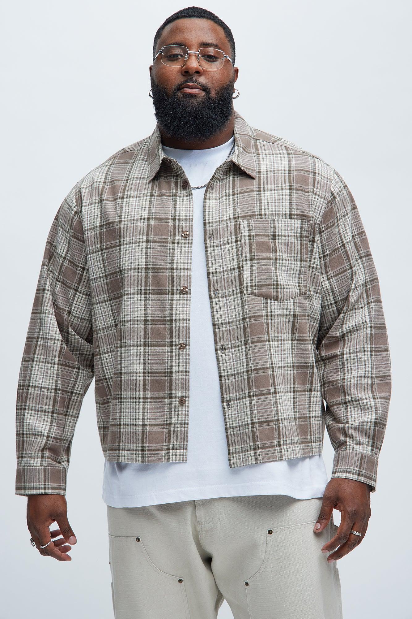 Delano Cropped Plaid Shirt - Taupe/combo Product Image