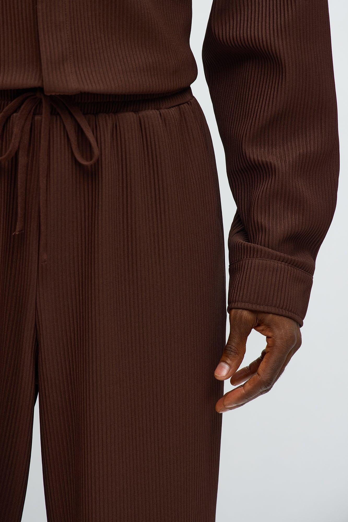 Show Up Baggy Elastic Waist Pant - Brown Product Image
