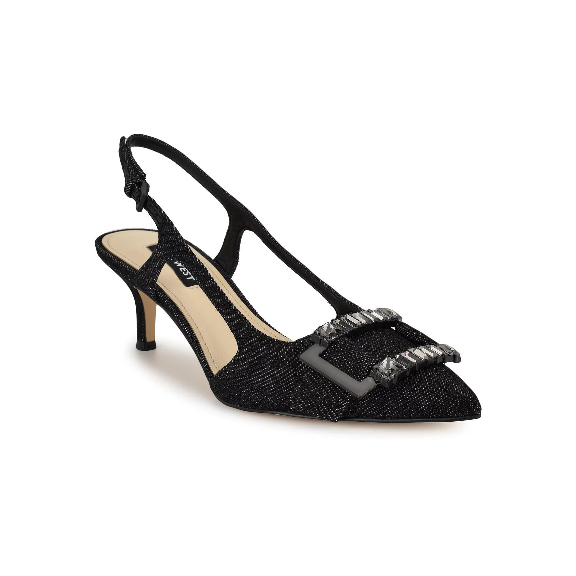 Nine West Neeri Women's Pointy Toe Slingback Dress Pumps, Size: 6, Black Denim Product Image