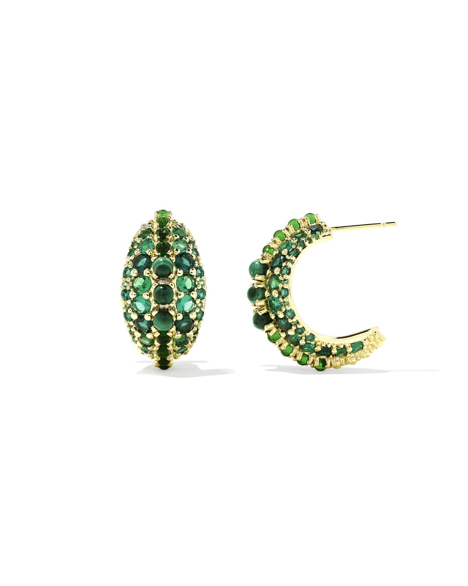 Krista Gold Hoop Earrings in Red Mix Product Image