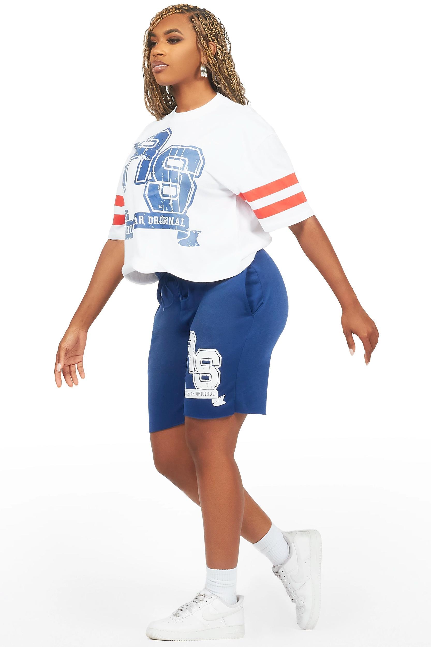 Tenita White/Blue T-Shirt Short Set Female Product Image