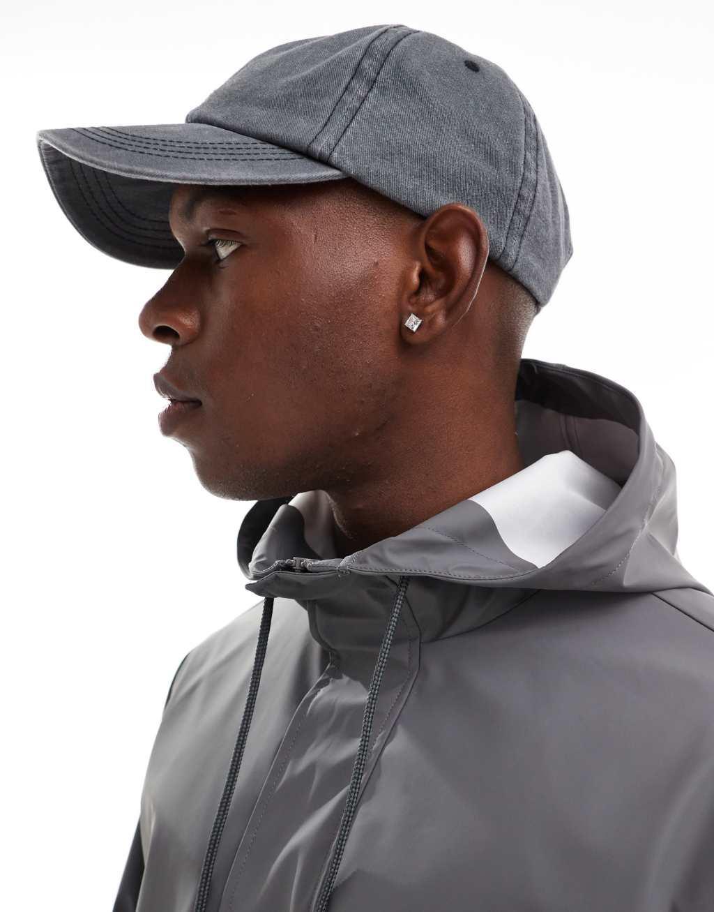 ASOS DESIGN rain resistant rubberized rain jacket in charcoal Product Image