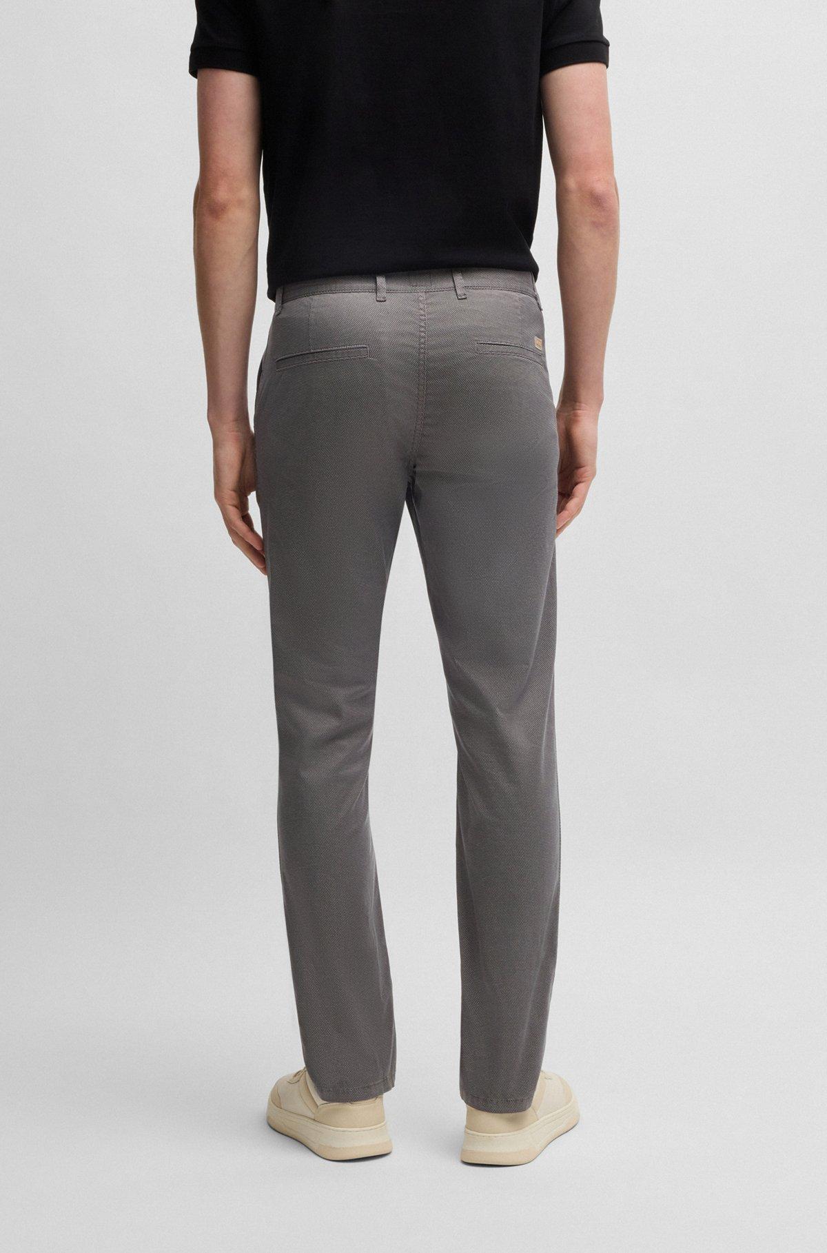 Slim-fit trousers in micro-printed stretch cotton Product Image