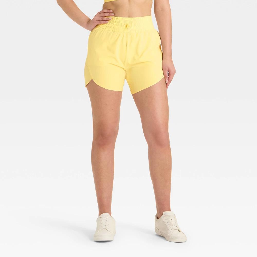 Women's Active Light High-Rise Shorts 5" - All In Motion™ Lemon Yellow M Product Image