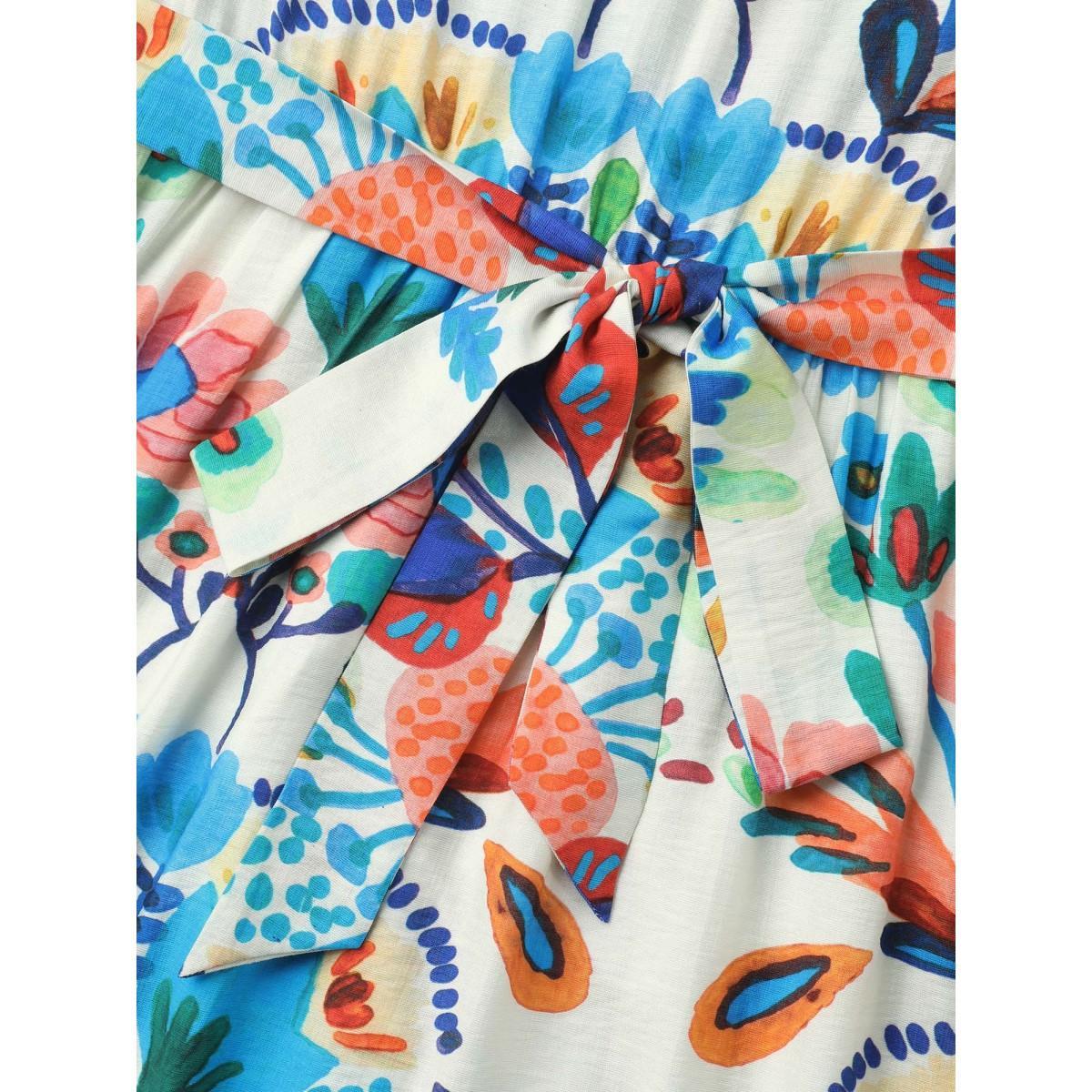 Plus Size Blooming Florals V-Neck Pockets Maxi Dress Multicolor Women V-neck Short sleeve Curvy BloomChic 26/4X Product Image