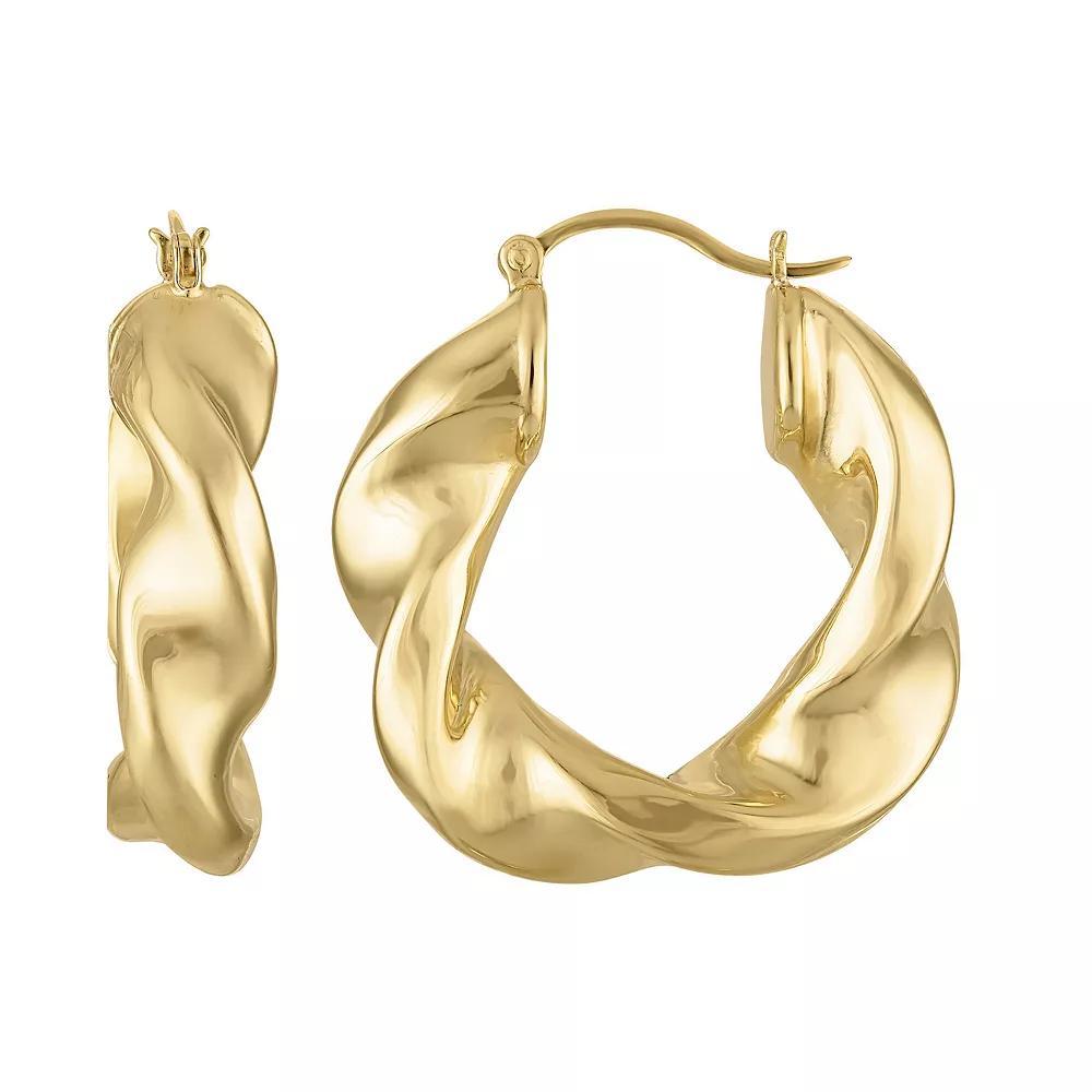 Jordan Blue 14k Gold over Sterling Silver Twist Hoop Earrings, Women's, Gold Tone Product Image