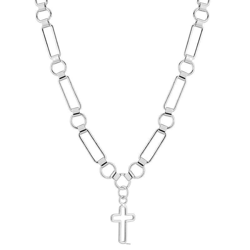 WINX 18k Gold Plated Open Cross Necklace, Women's, Size: 20", Silver Tone Product Image