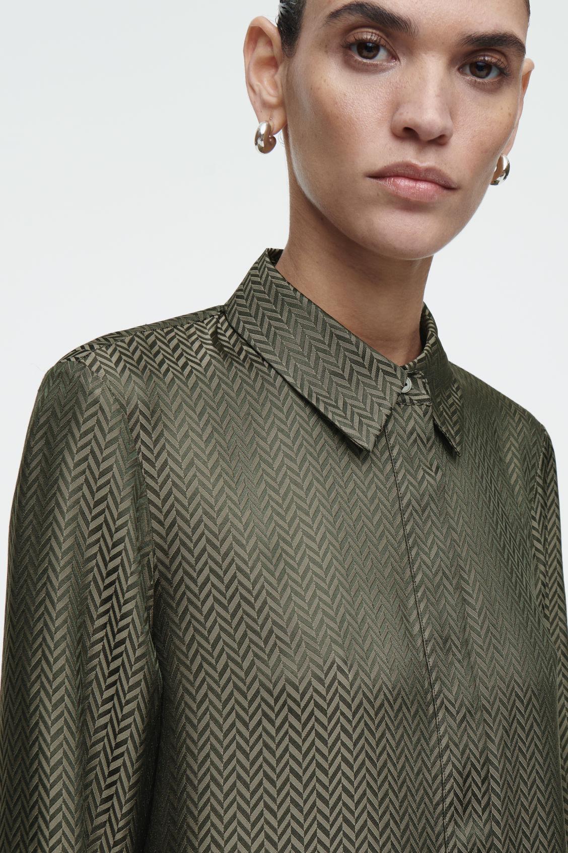 HERRINGBONE MAXI SHIRT DRESS Product Image