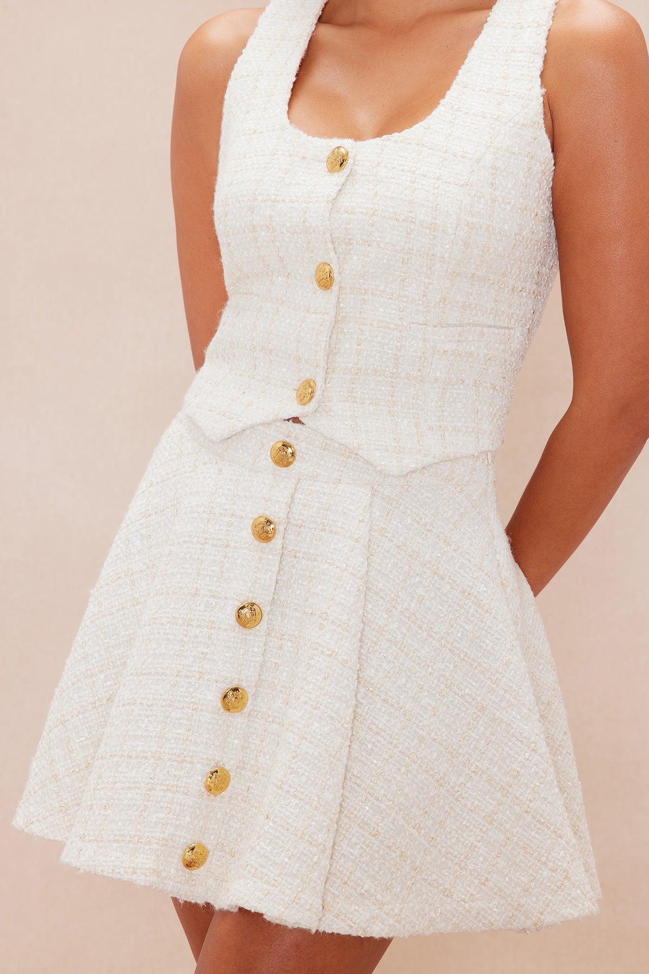 Melody Tweed Skirt Set - Cream Product Image