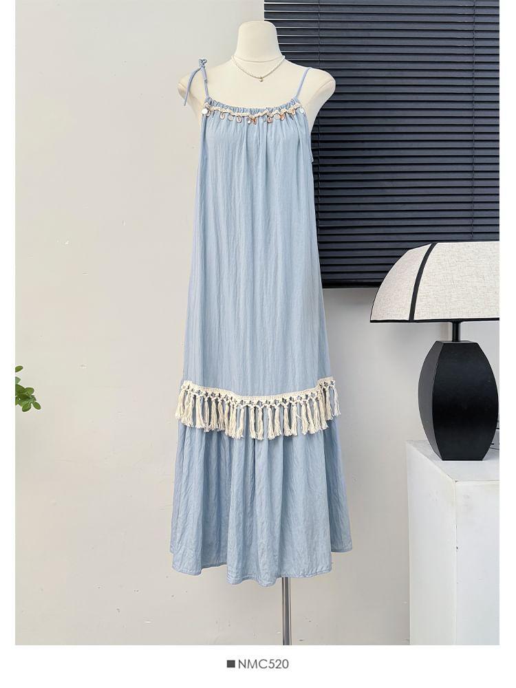 Tasseled Sleeveless Maxi Dress in 5 Colors Product Image