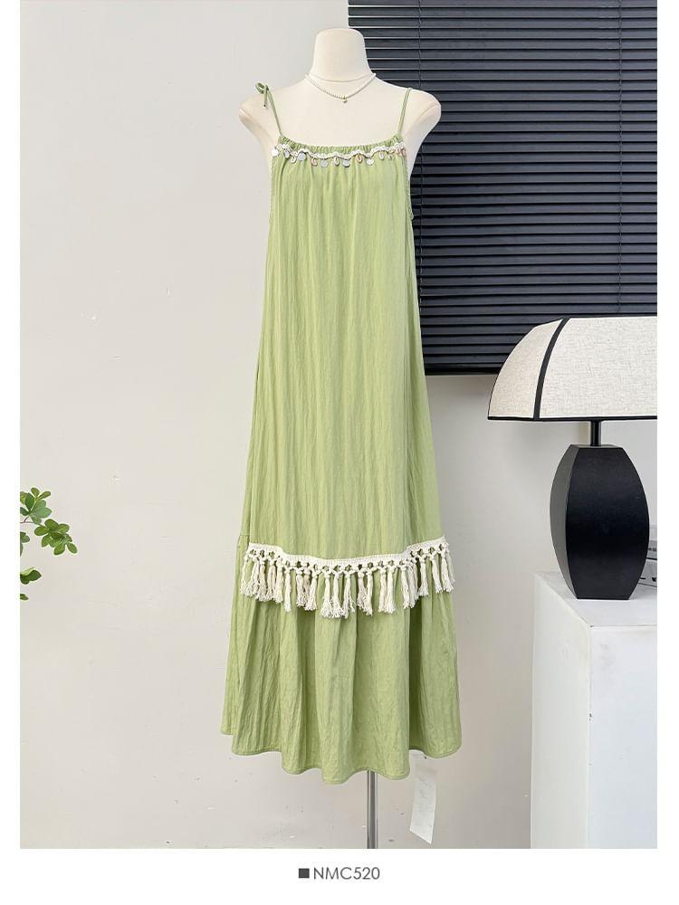 Tasseled Sleeveless Maxi Dress in 5 Colors Product Image