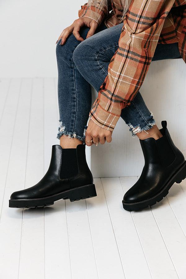The Jaxon Faux Leather Boot in Black Product Image
