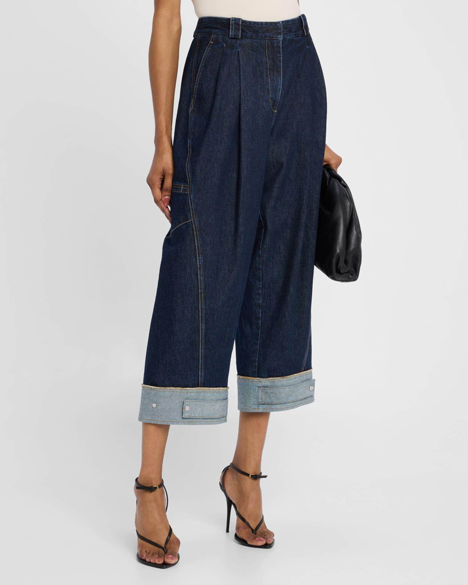 Curved Wide-Leg Cropped Jeans Product Image