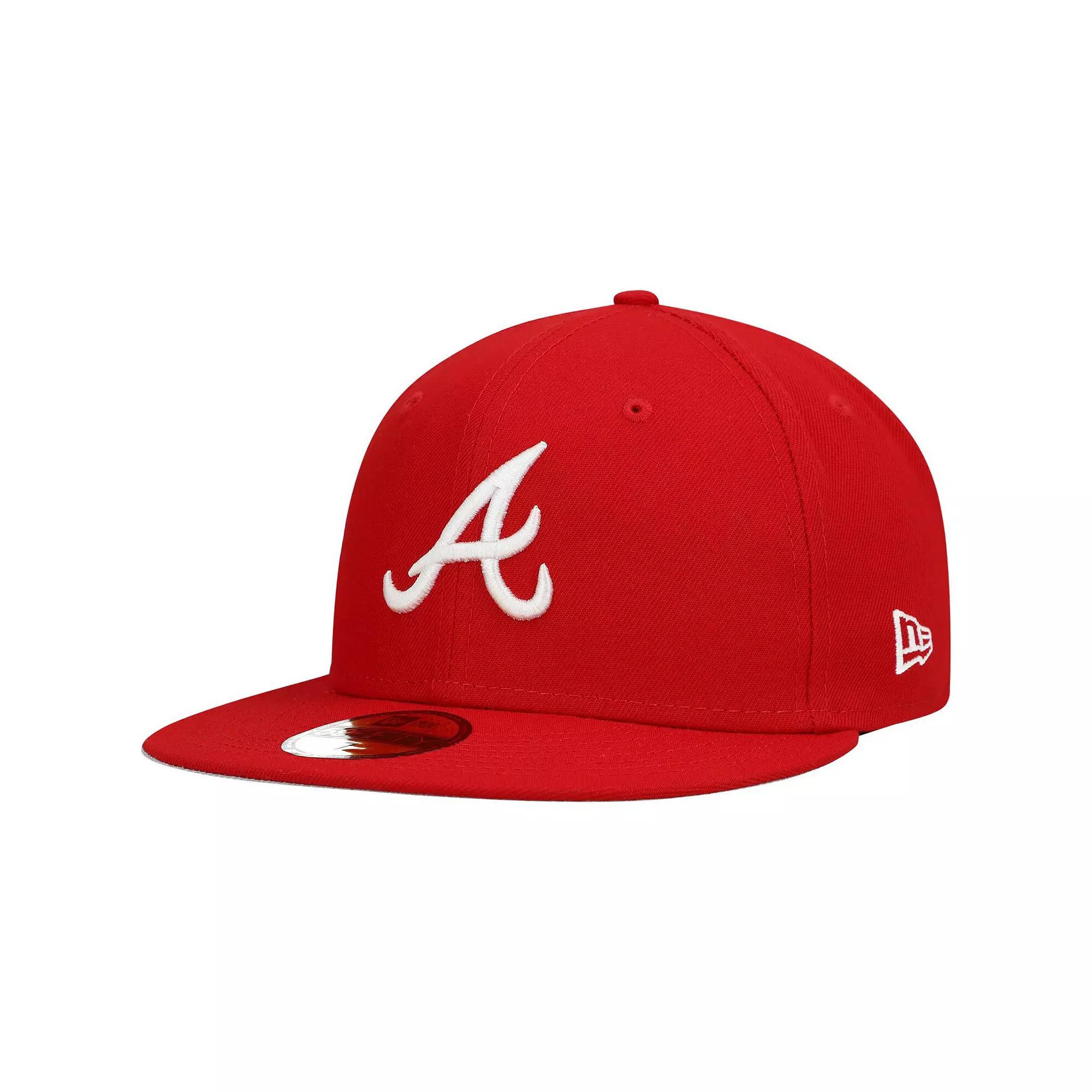 Mens New Era Atlanta Braves White Logo 59FIFTY Fitted Hat Product Image