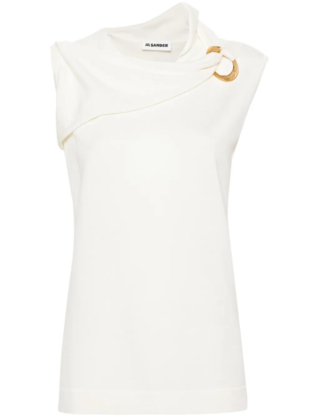 JIL SANDER Round-neck Sleeveless Top In Neutrals Product Image