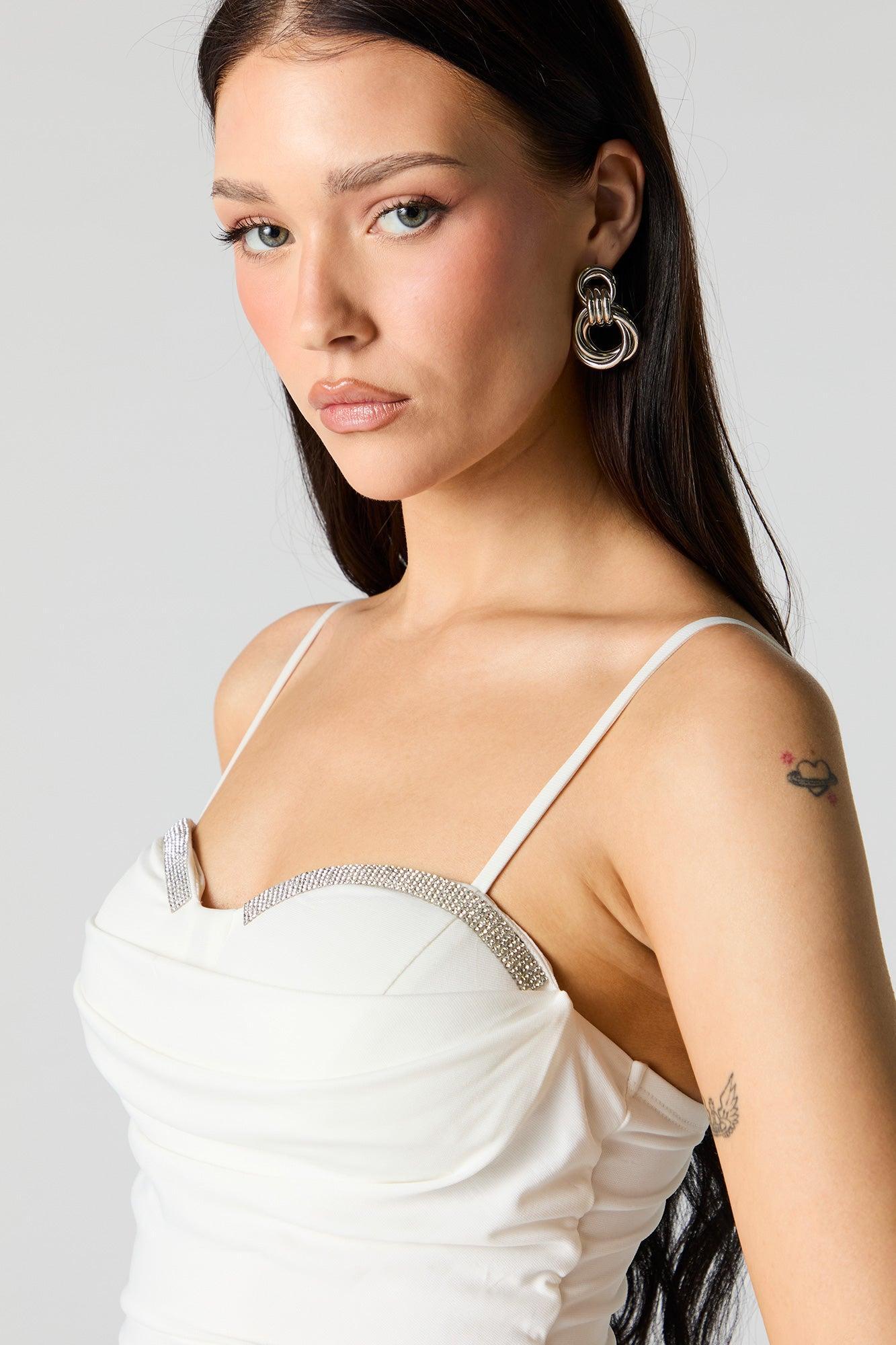 Rhinestone Trim Bustier Mini Dress Female Product Image
