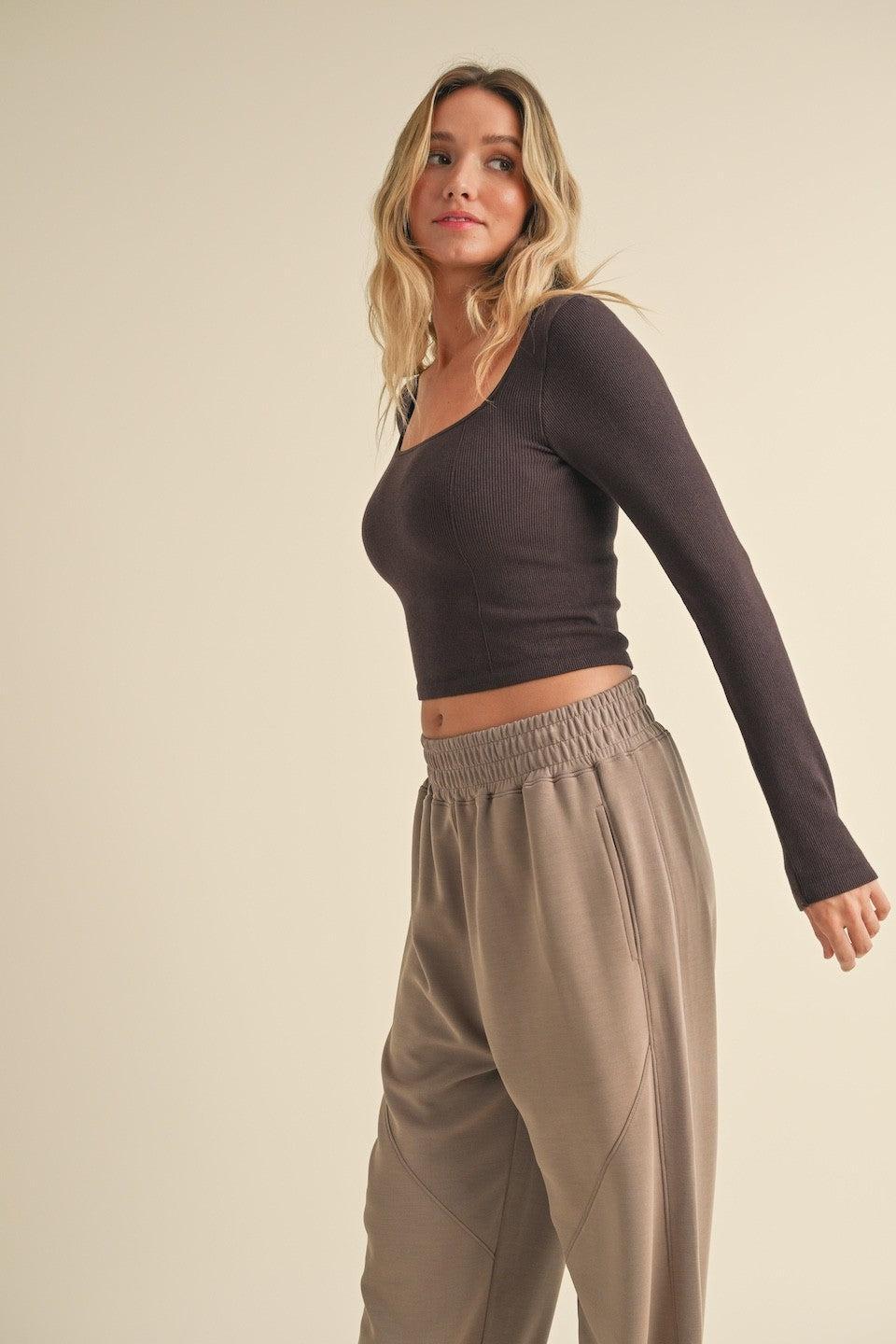 Square Neck Long Sleeve Top Product Image