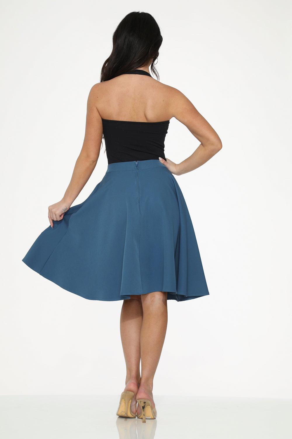 Blue Embroidered Poodle Swing Skirt Product Image