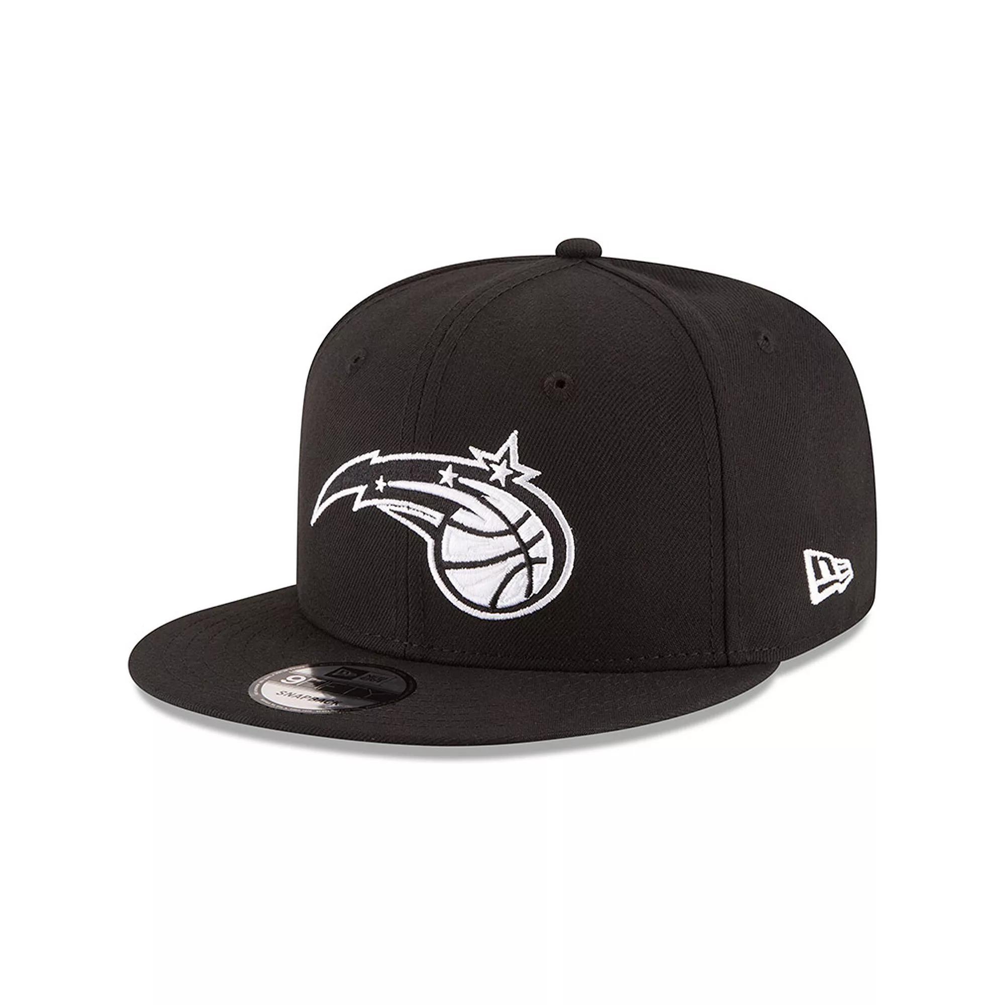 Men's New Era Black Orlando Magic Black & White Logo 9FIFTY Adjustable Snapback Hat, Mag Black Product Image
