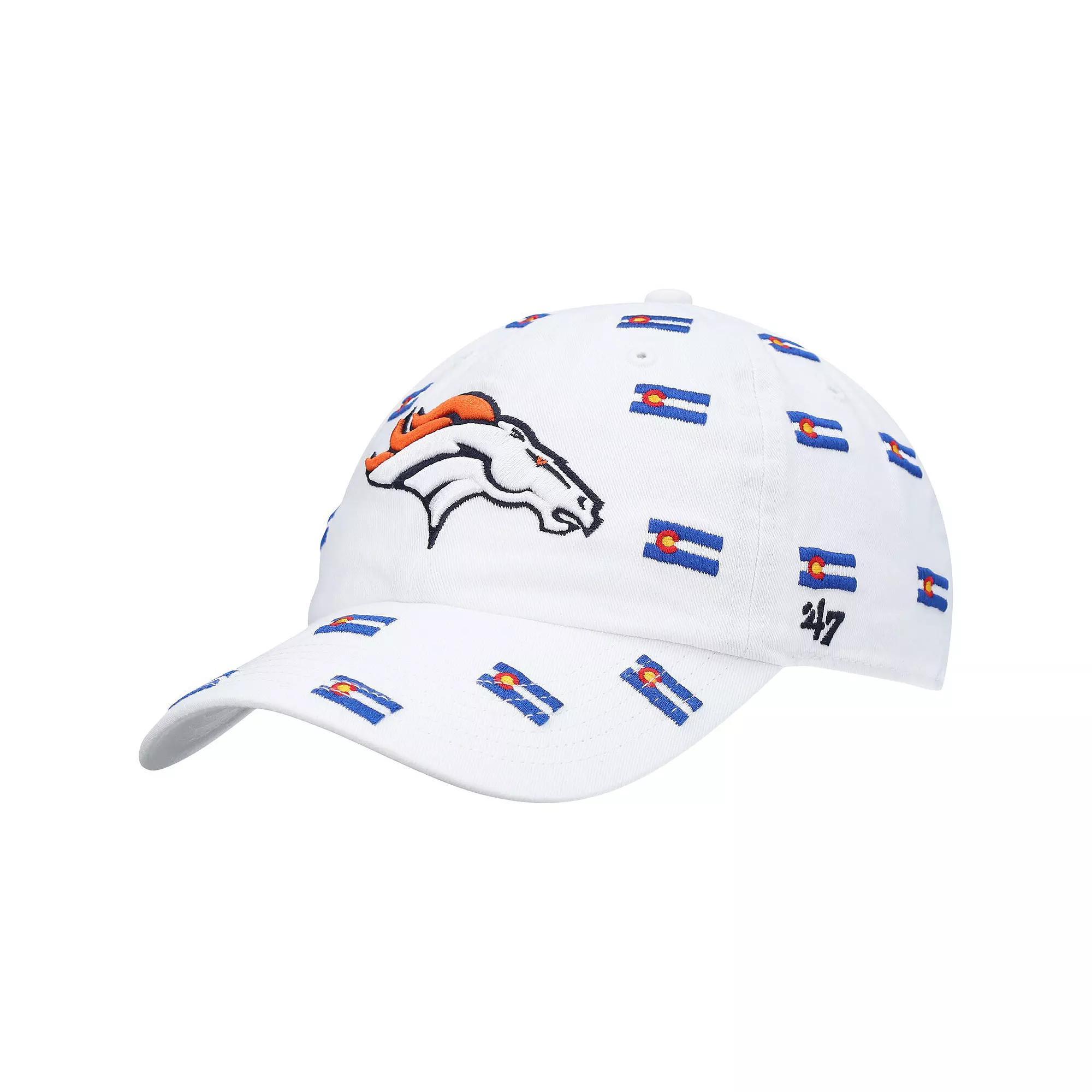 Women's '47 White Denver Broncos Confetti Clean Up Adjustable Hat Product Image