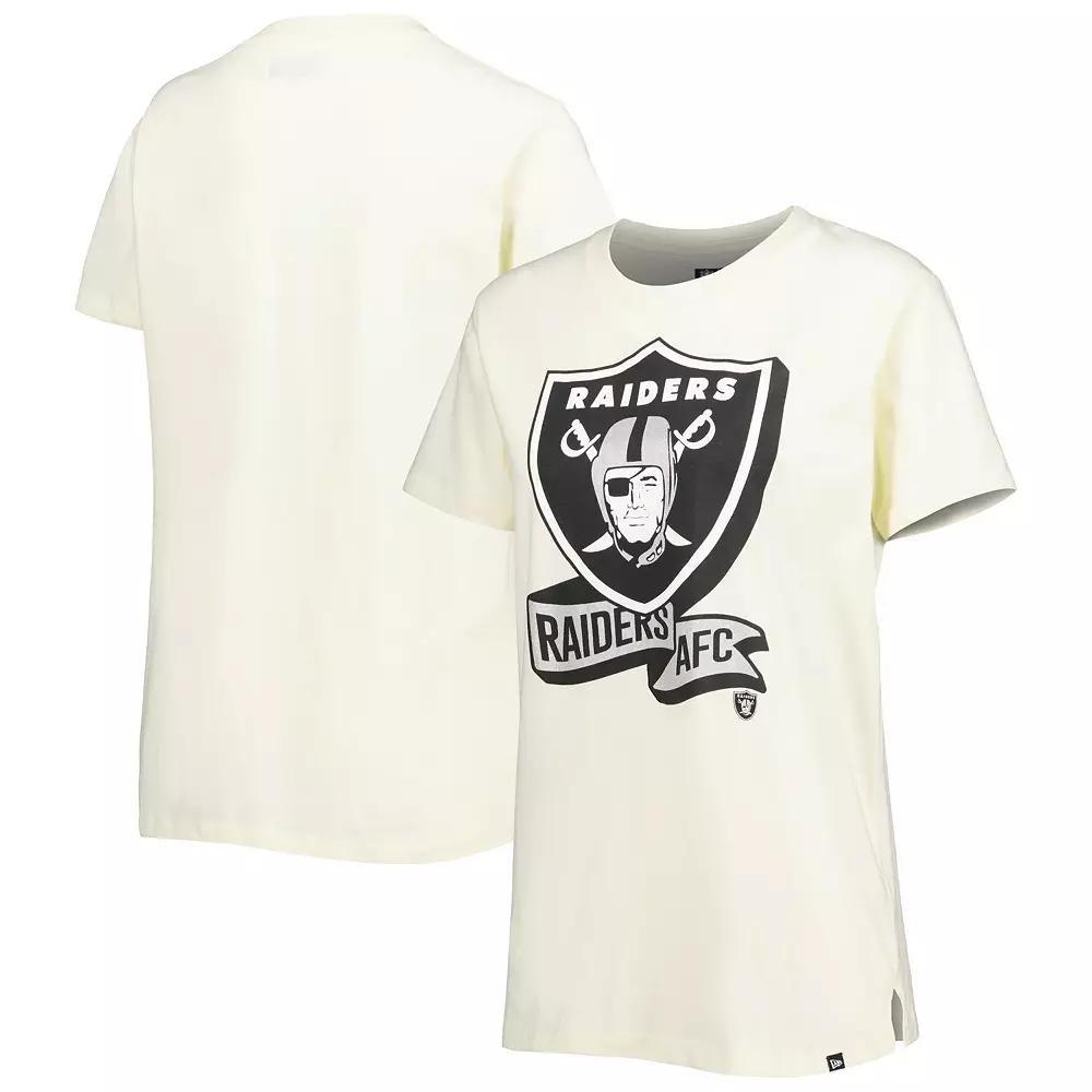 Women's New Era Cream Las Vegas Raiders Chrome Sideline T-Shirt, Size: XL, Lvr Beige Product Image