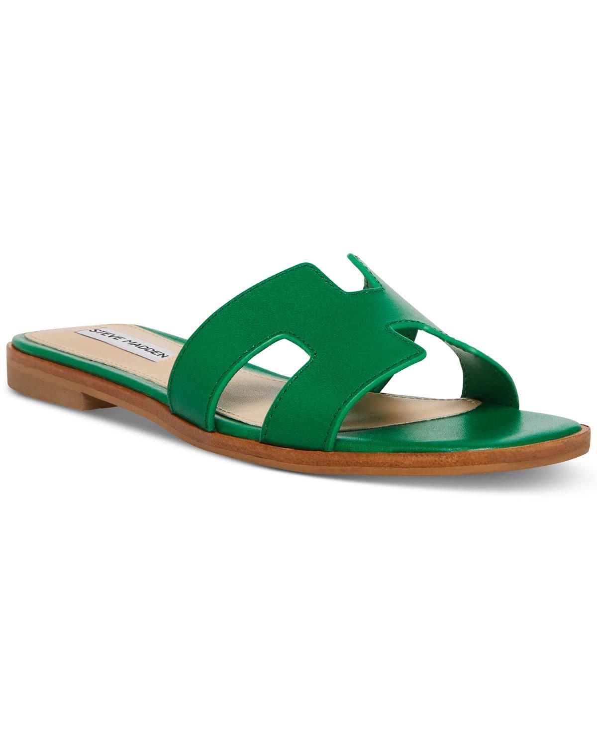 Steve Madden Hadyn Leather Flat Slide Sandals Product Image