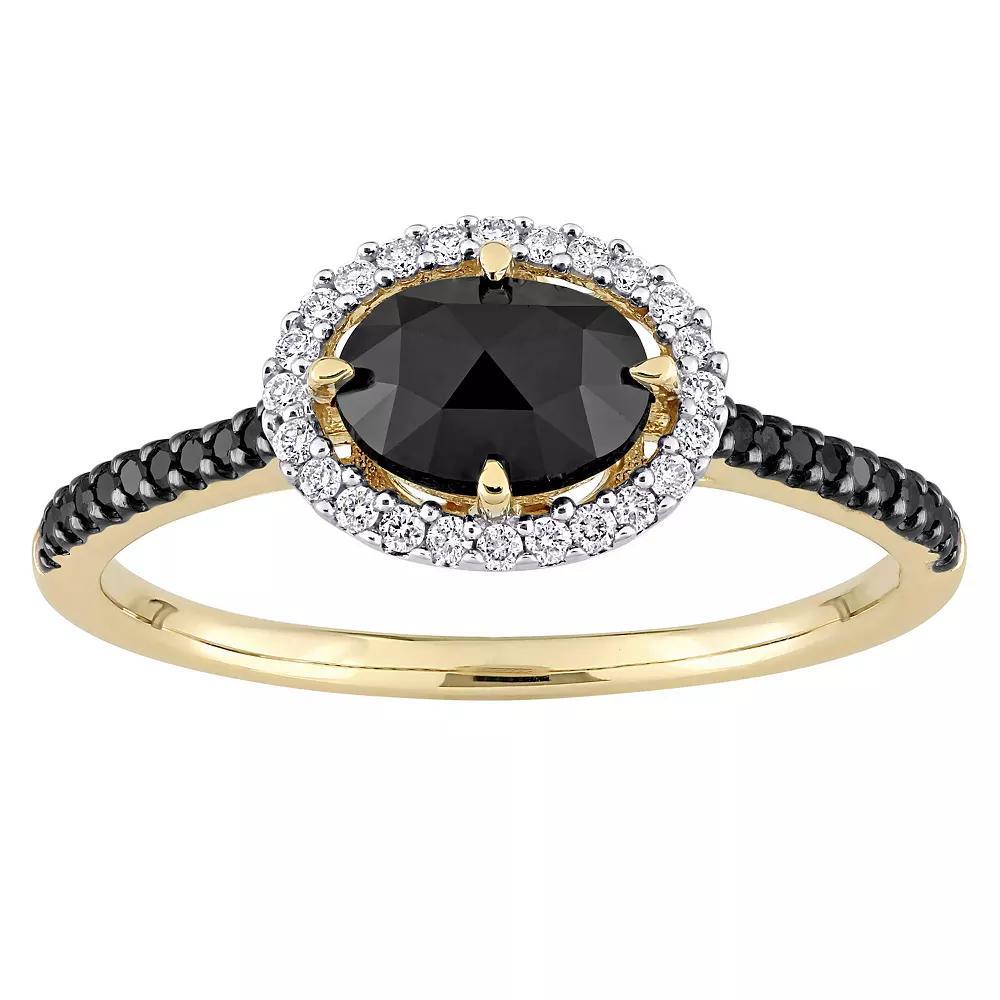 Stella Grace 14k Gold 1 1/5 Carat T.W. Black & White Diamond Halo Engagement Ring, Women's, Size: 7.50 Product Image