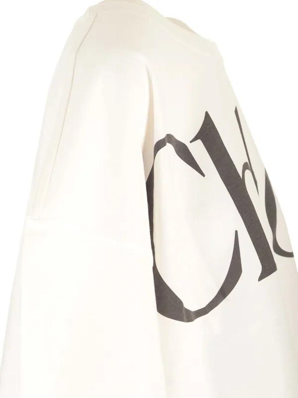 CHLOÉ White Cropped Crewneck T-shirt With Maxi Logo Print On The Front In Cotton Woman In Multicolor Product Image