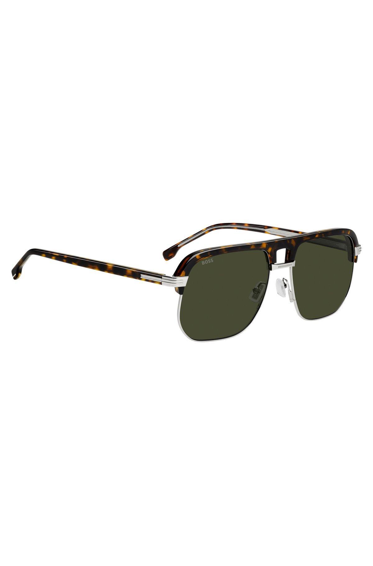 BOSS - Havana-acetate sunglasses with spoiler-effect double bridge Product Image