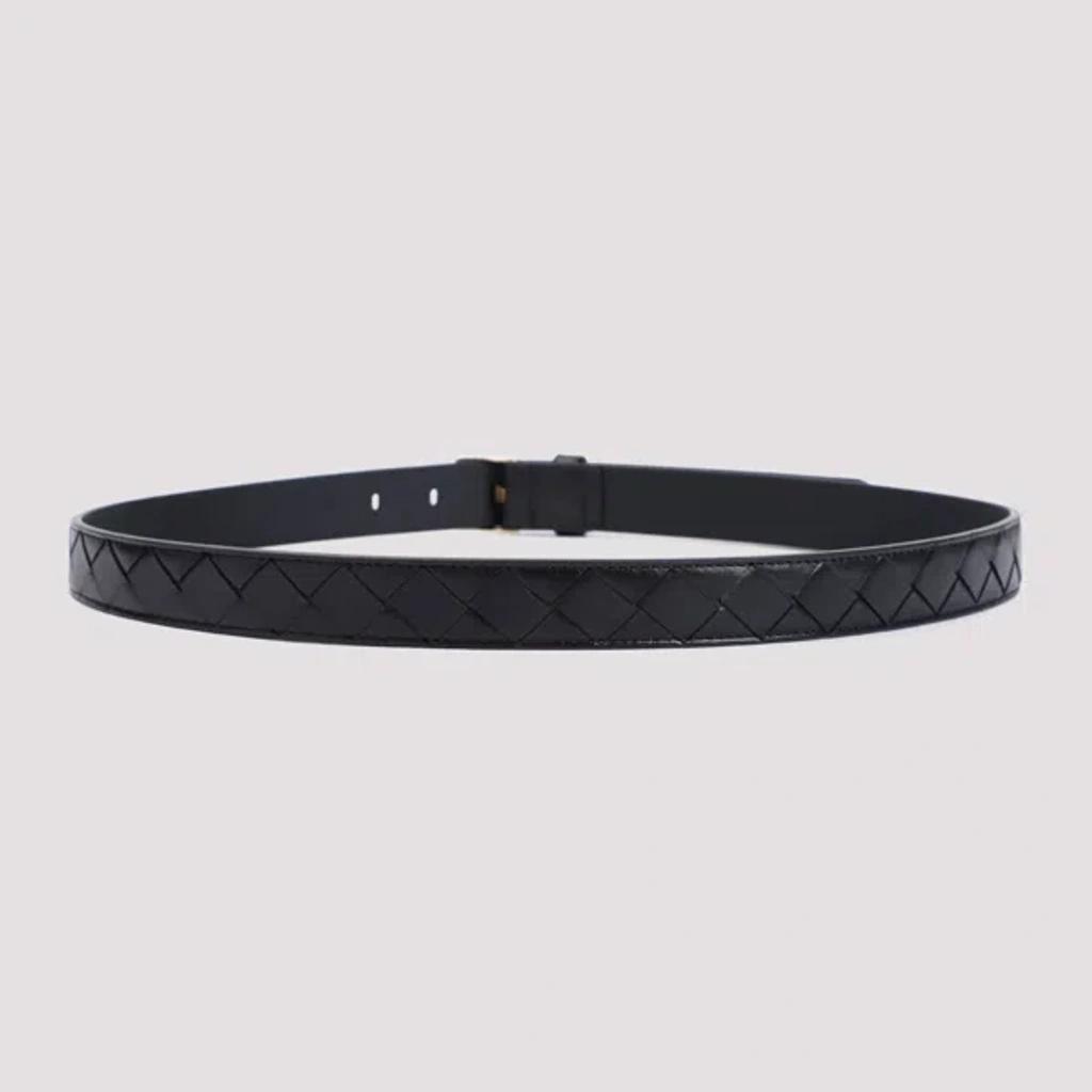 BOTTEGA VENETA Skinny Intrecciato Lambskin Leather Belt In Black Product Image