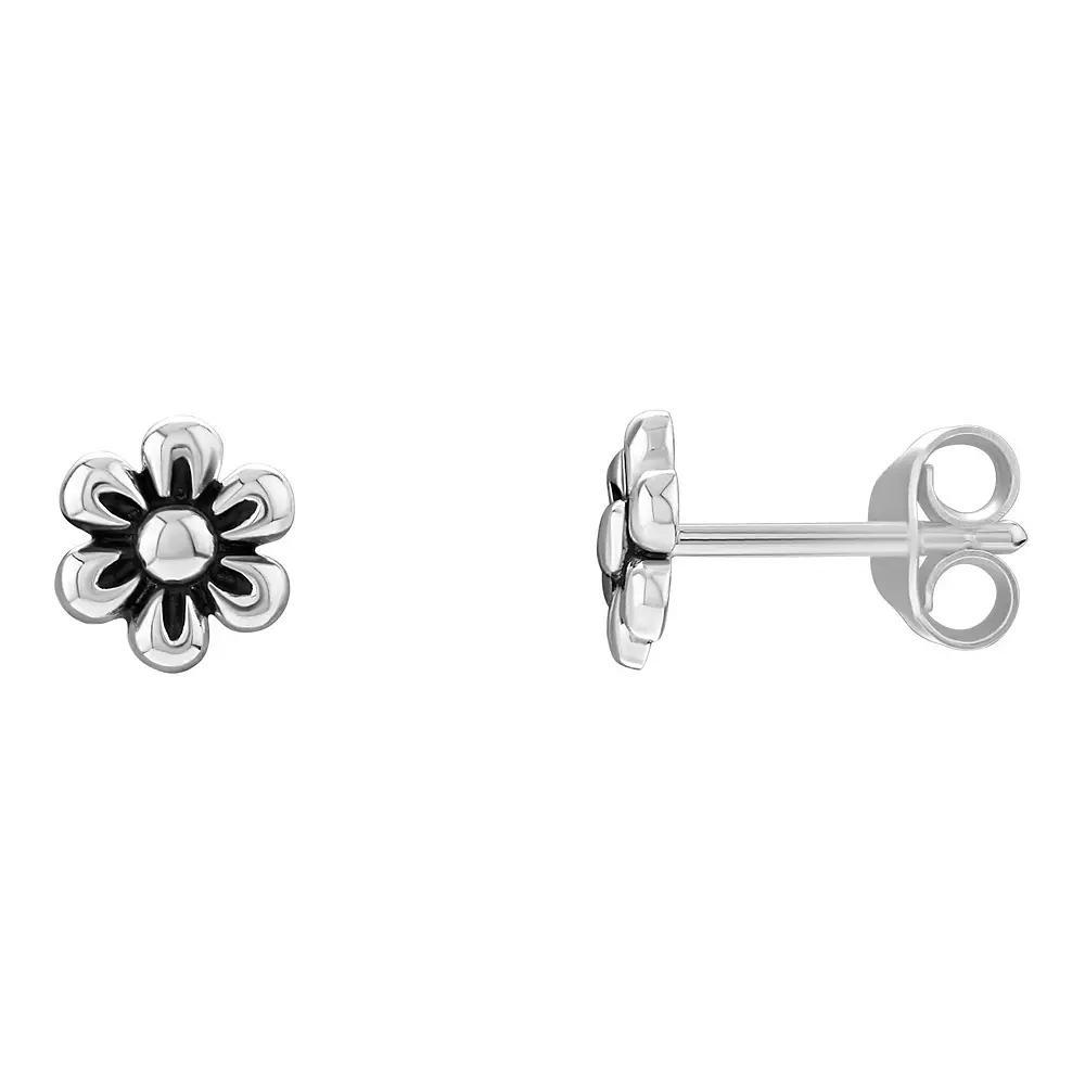 PRIMROSE Sterling Silver Oxidized Flower Earring, Women's, Silver Tone Product Image