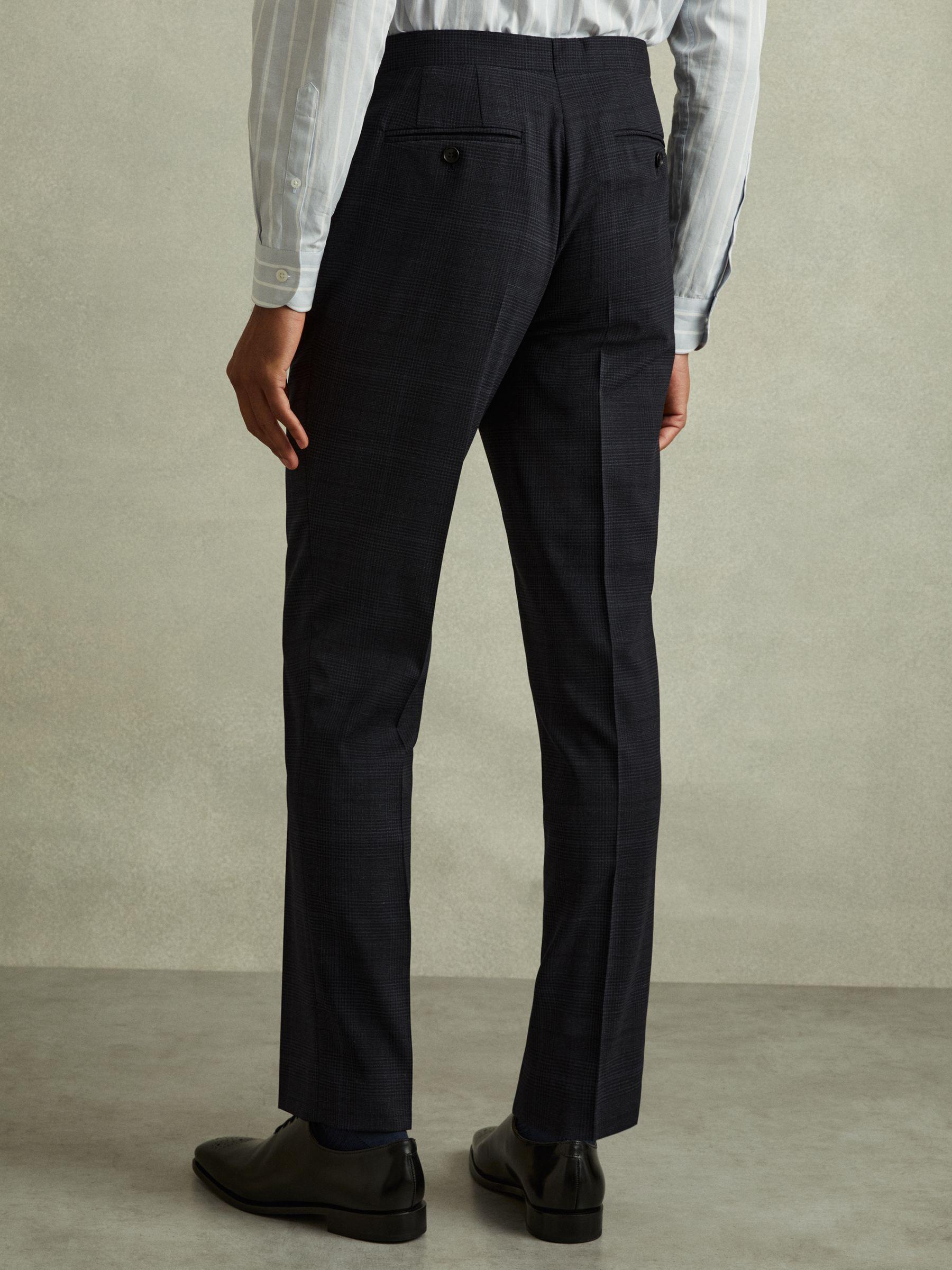 Wool Blend Suit Trousers in Prince of Wales Check in Navy Product Image