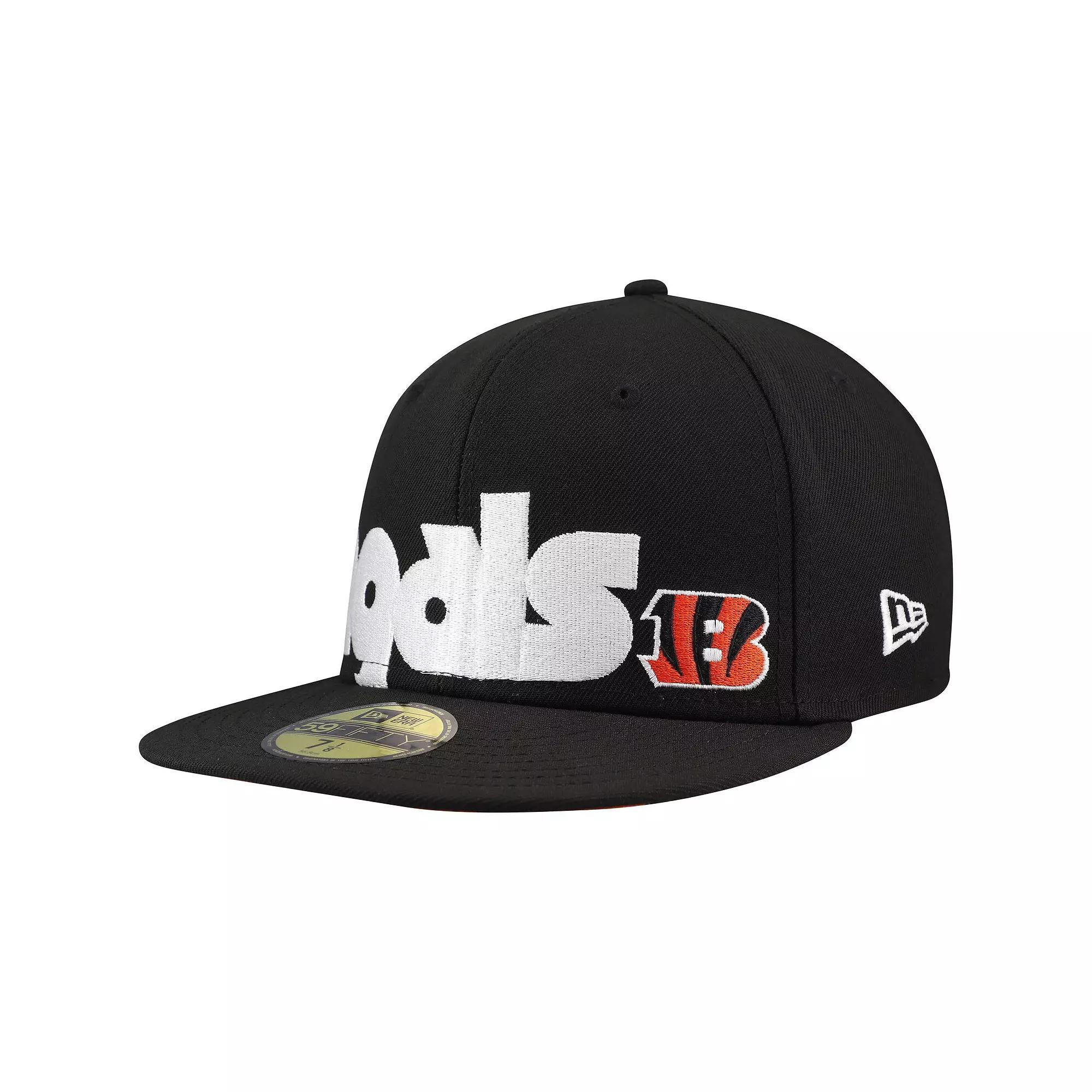 Men's New Era Black Cincinnati Bengals Checkered Undervisor 59FIFTY Fitted Hat, Size: 7 1/4 Product Image