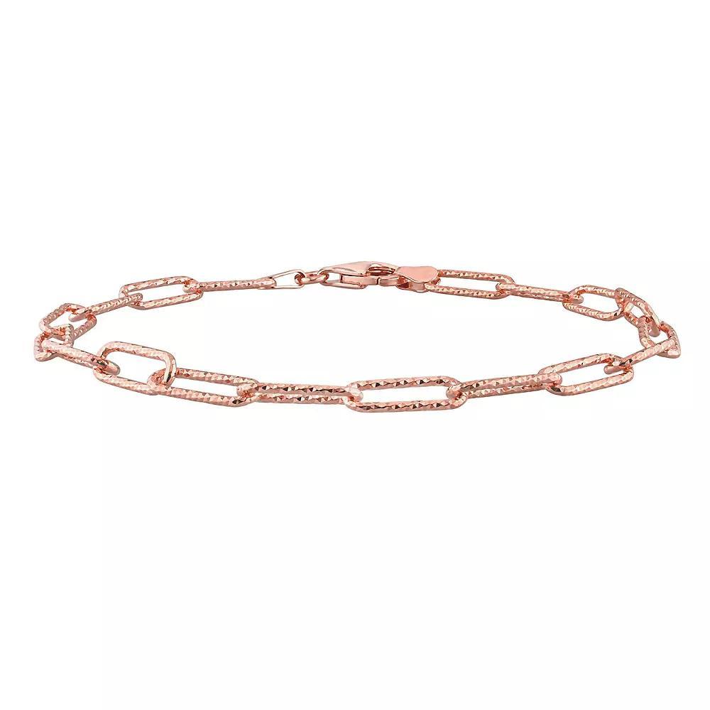 Stella Grace Mens 18k Rose Gold Over Silver Fancy Cut Paper Clip Link Chain Bracelet Rose Gold Tone Product Image