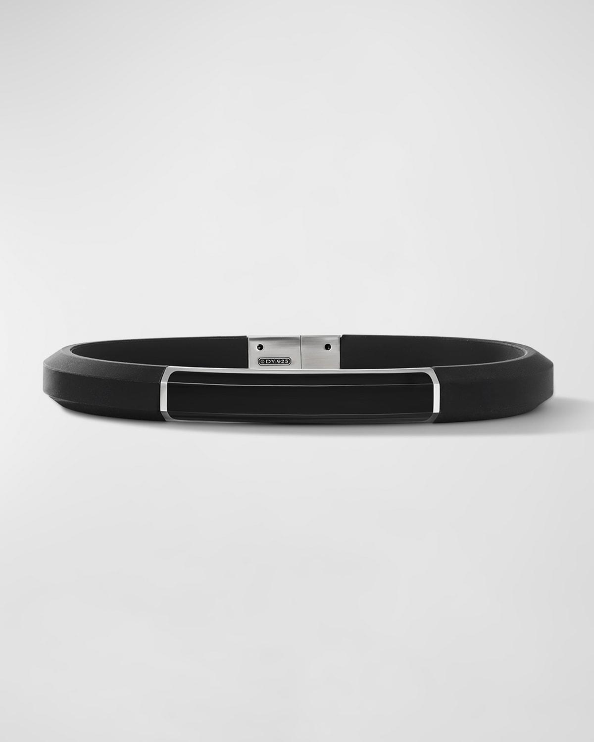 David Yurman Mens Streamline Id Bracelet in Black Rubber with Black Onyx and Sterling Silver, 8mm Product Image