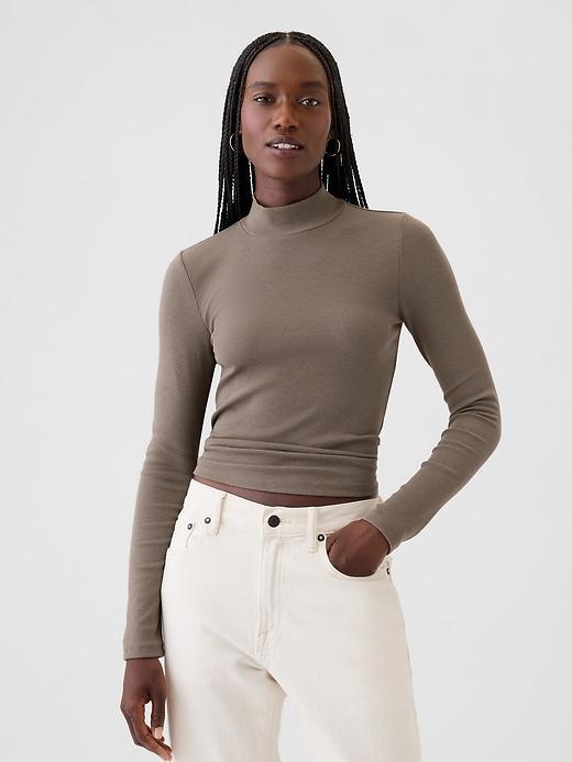 Modern Rib Cropped Mockneck Shirt Product Image