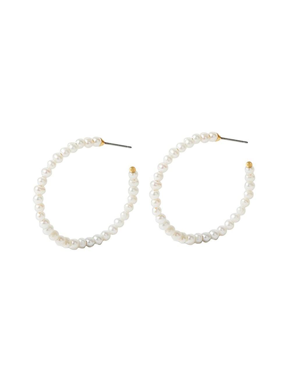 Lele Sadoughi Freshwater Pearl Medium Hoops Pearl One Size Product Image