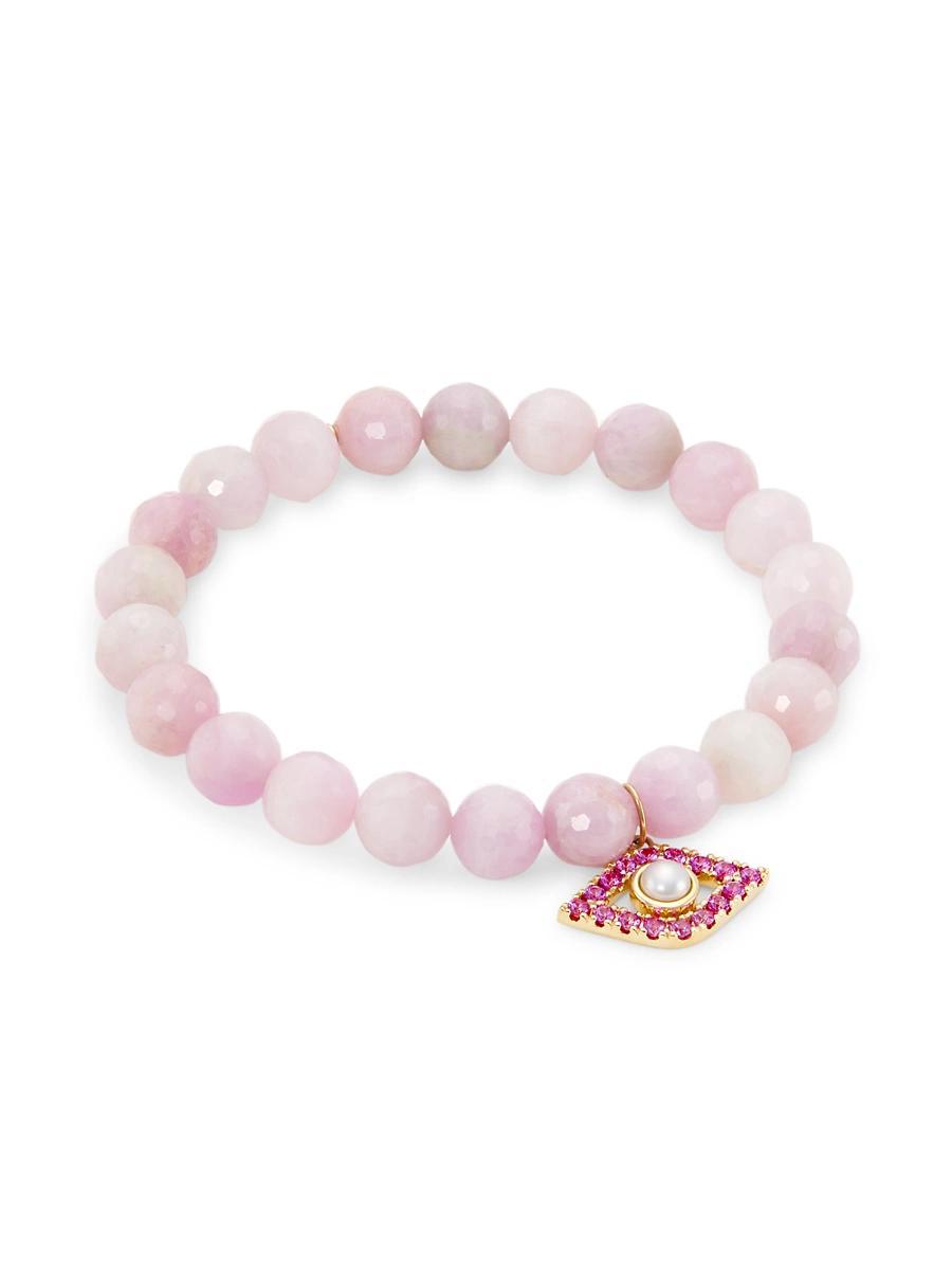 Womens 14K & Multi-Stone Evil-Eye Charm Bracelet Product Image