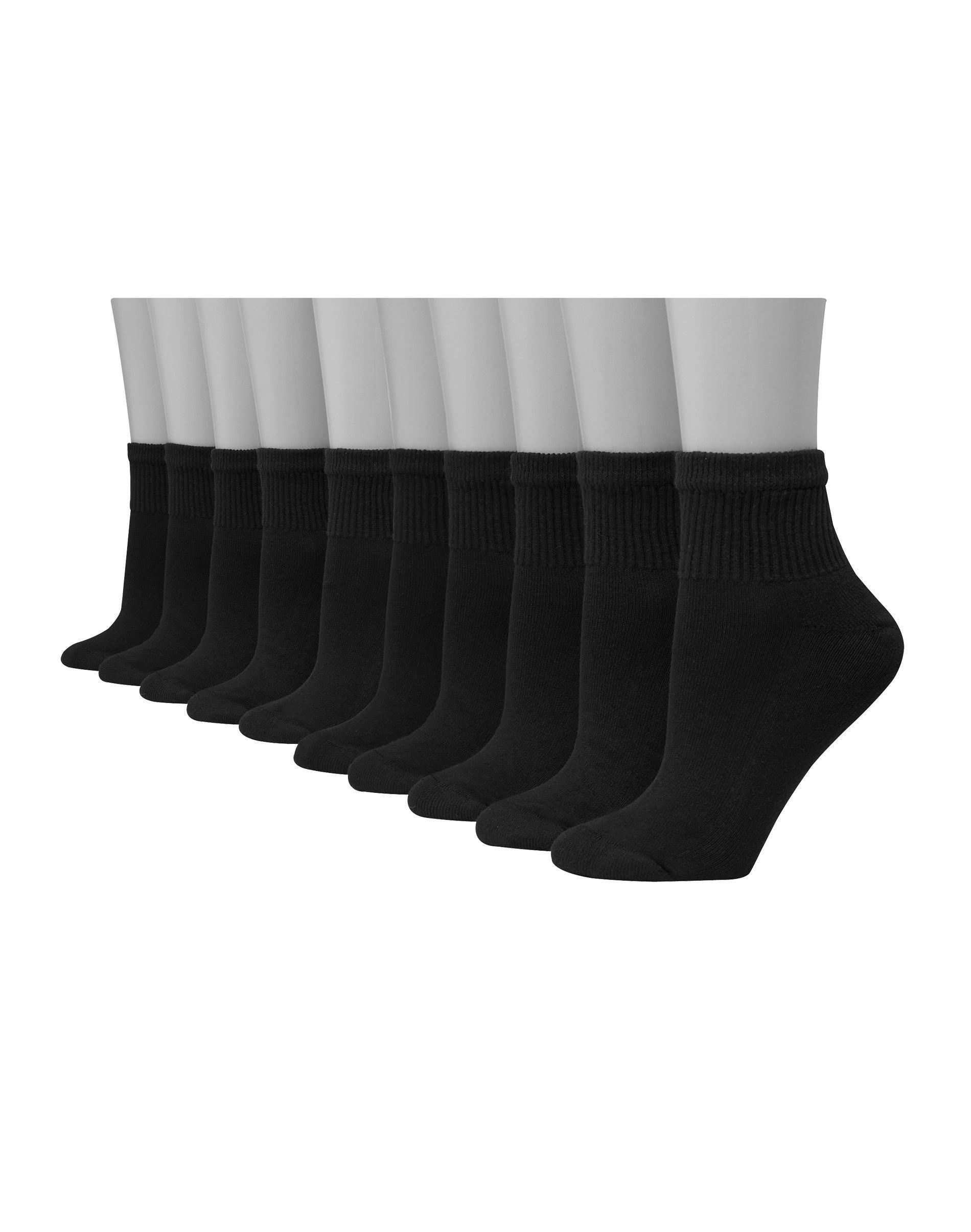 Hanes Women's Cushioned 10pk Ankle Socks 5-9: Polyester Reinforced Heel & Toe Product Image
